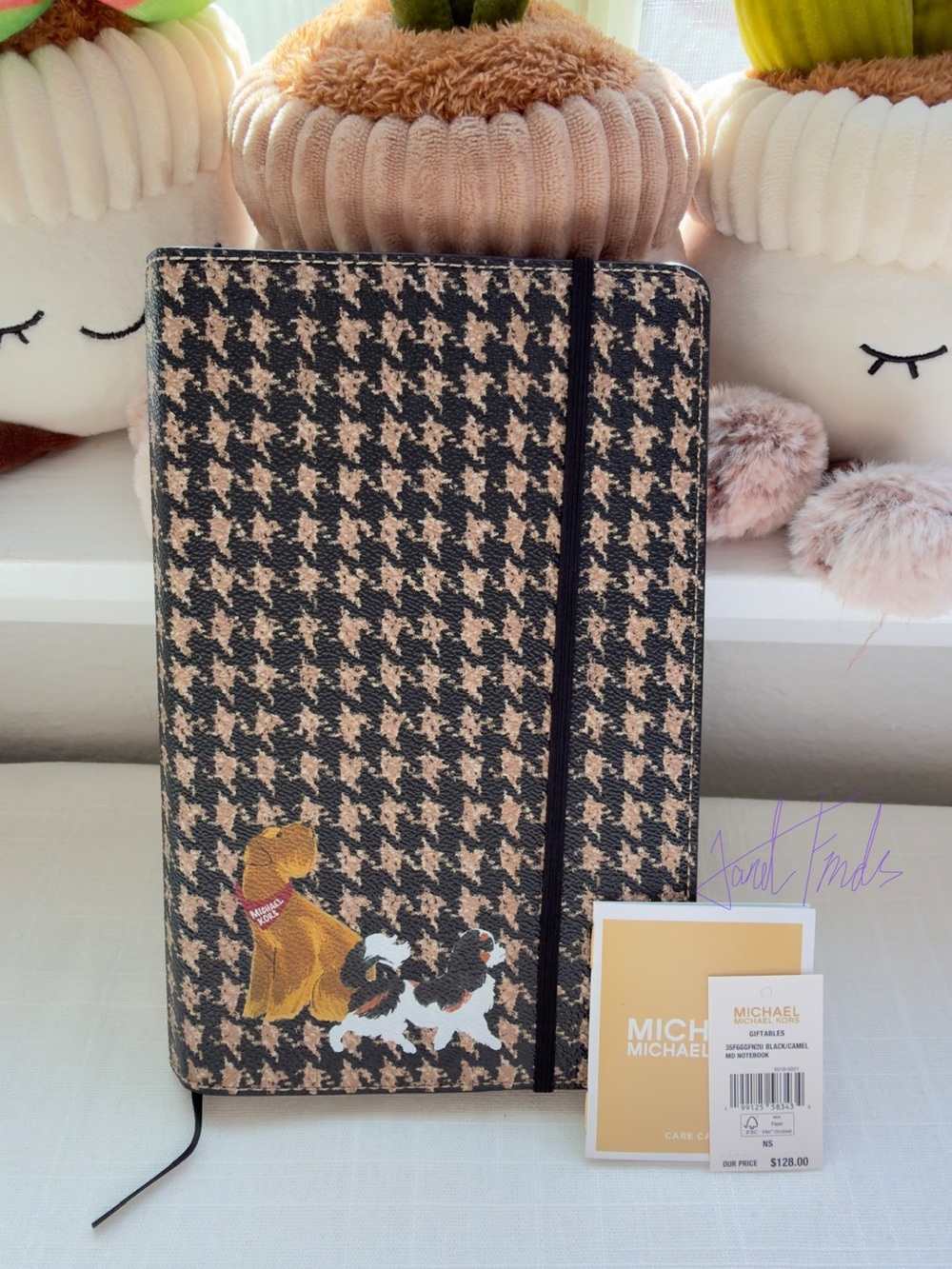 NWT 🐶 Michael Kors Medium Houndstooth Print Notebook w/ Dog Print